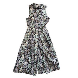 ZAC Zac Posen Pepper Jumpsuit Size 8 Blue Aqua Floral Sleeveless Made USA NWT